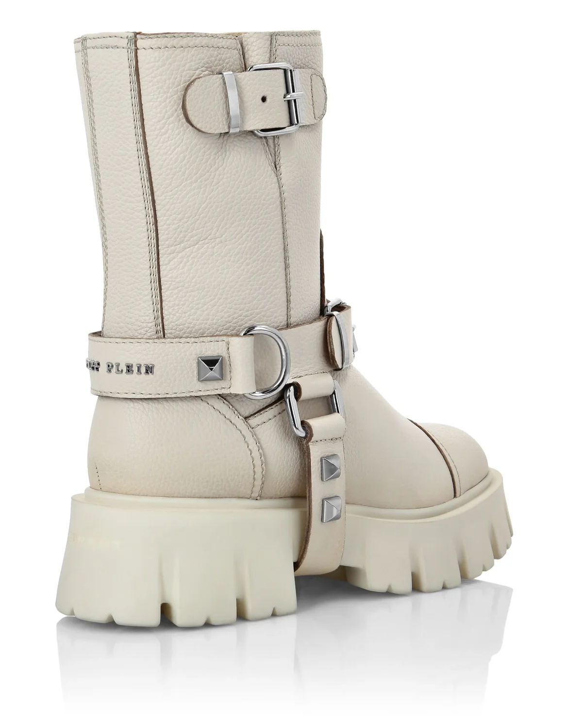 Leather Biker Boots  Studs, цвет: Бежевый