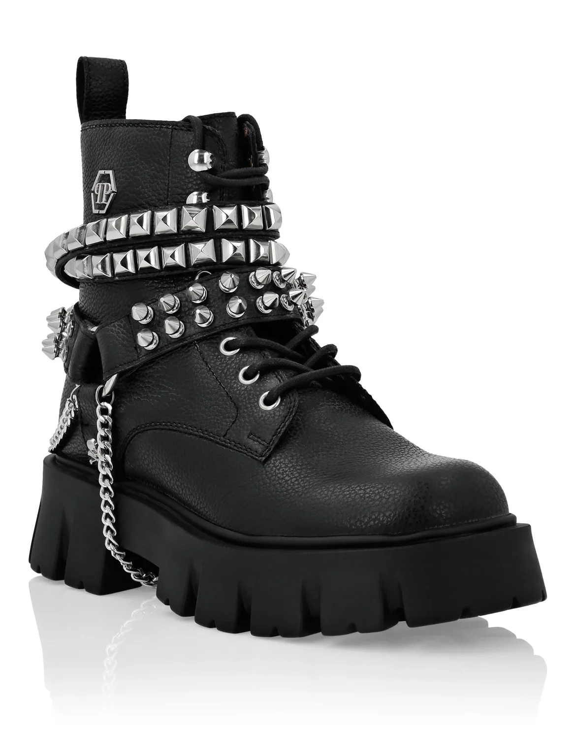 Leather Boots Studs Hexagon, цвет: Черный