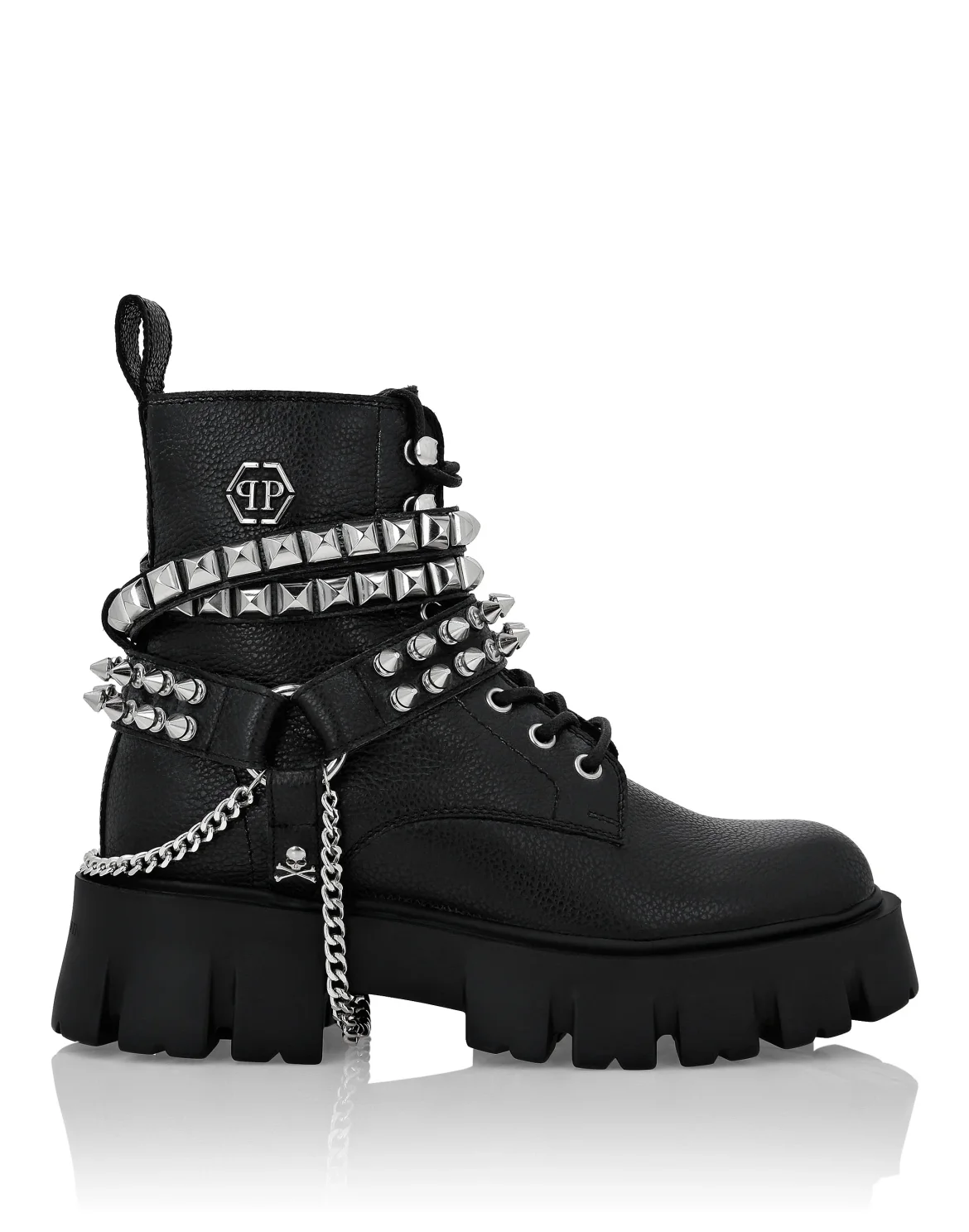 Leather Boots Studs Hexagon, цвет: Черный