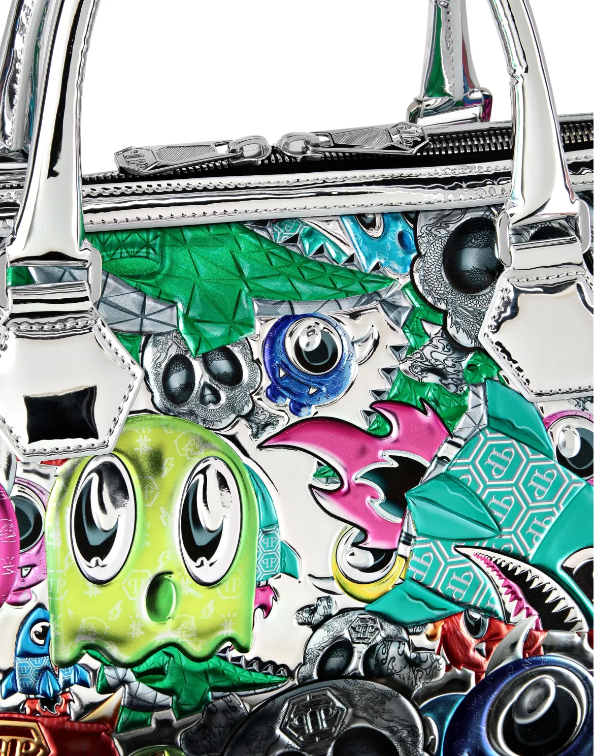 Large Handle bag Monsters, цвет: Серебристый