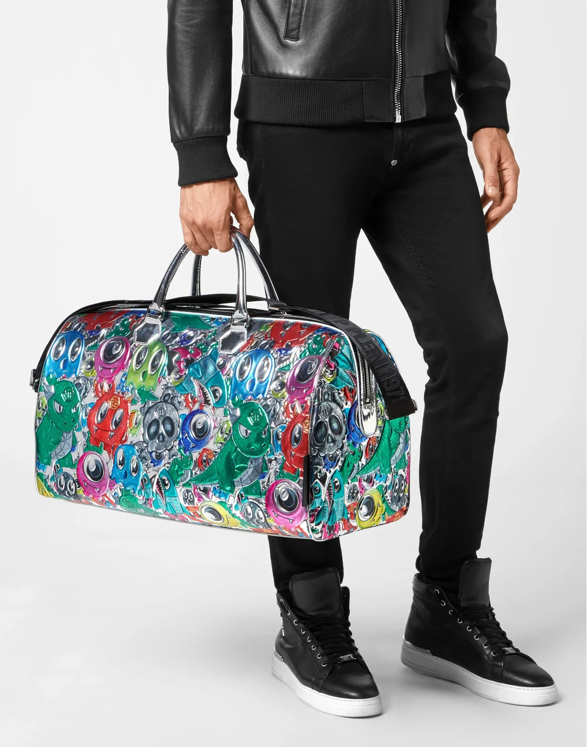 Large Handle bag Monsters, цвет: Серебристый