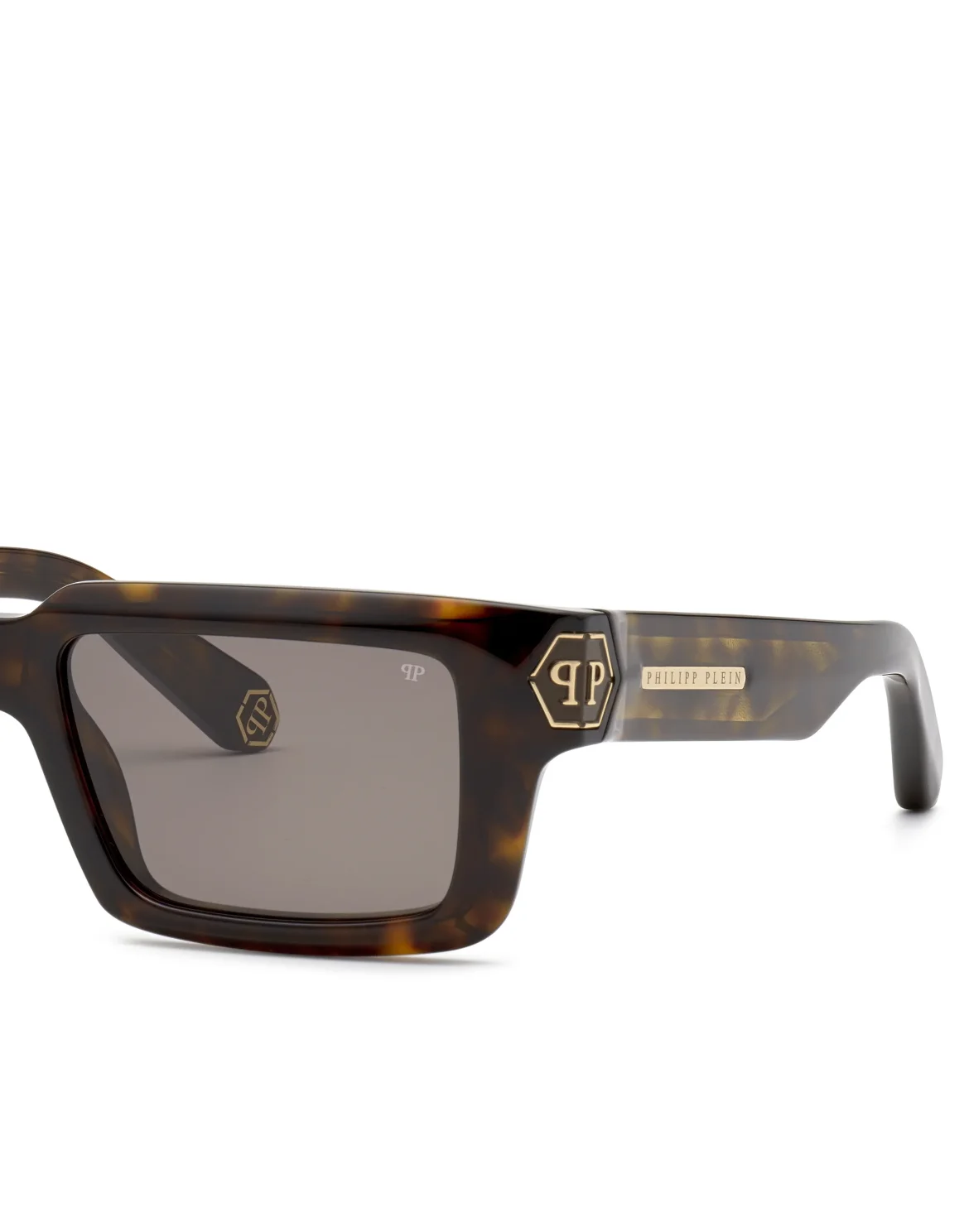 Sunglasses Rectangular Plein Dark Shapes Hexagon, цвет: Коричневый