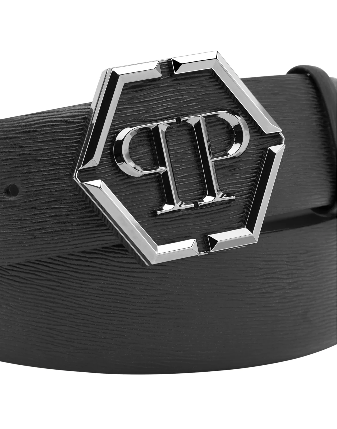Leather Belt Hexagon, цвет: Черный