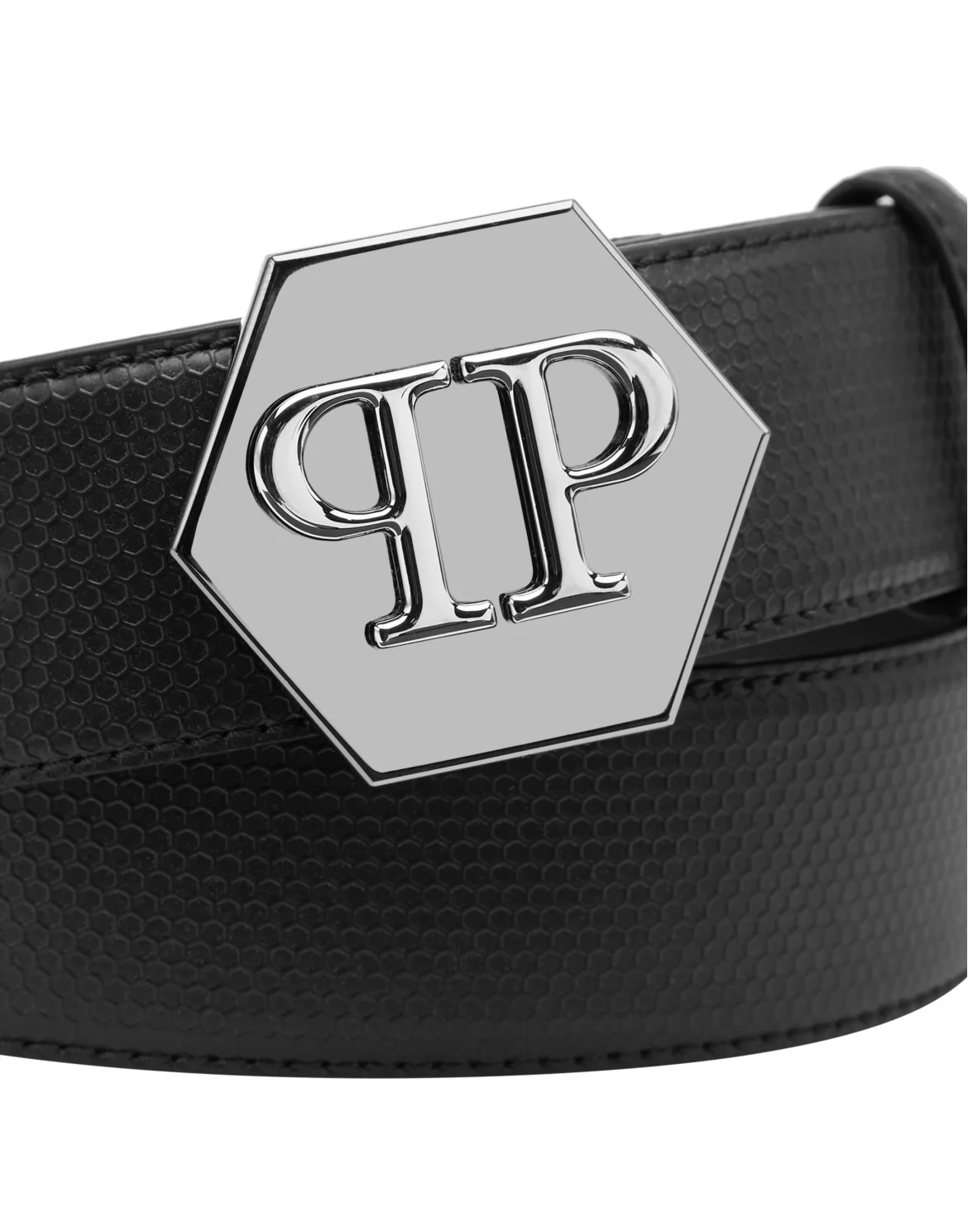 Leather Belt Hexagon, цвет: Черный