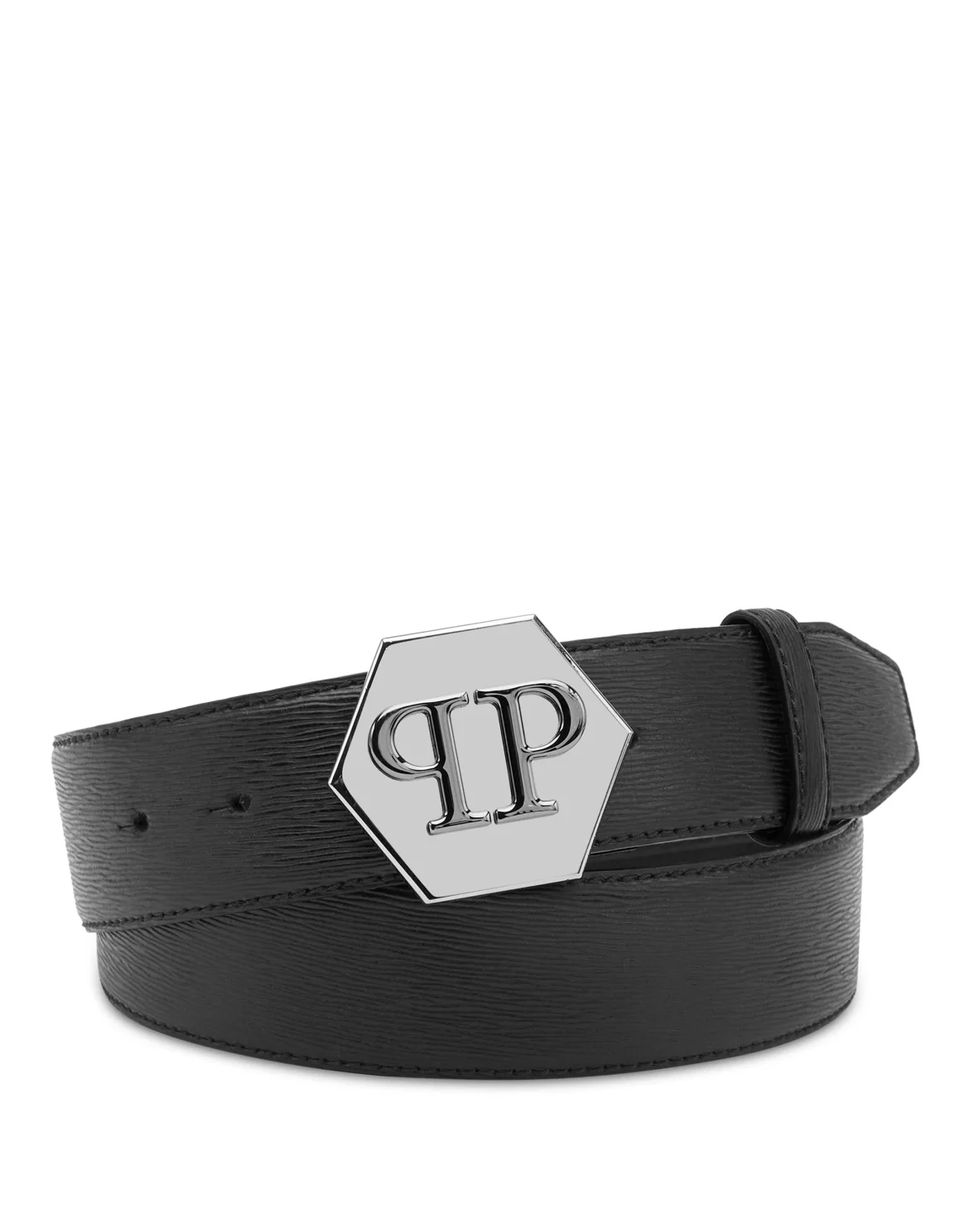 Leather Belt Hexagon, цвет: Черный