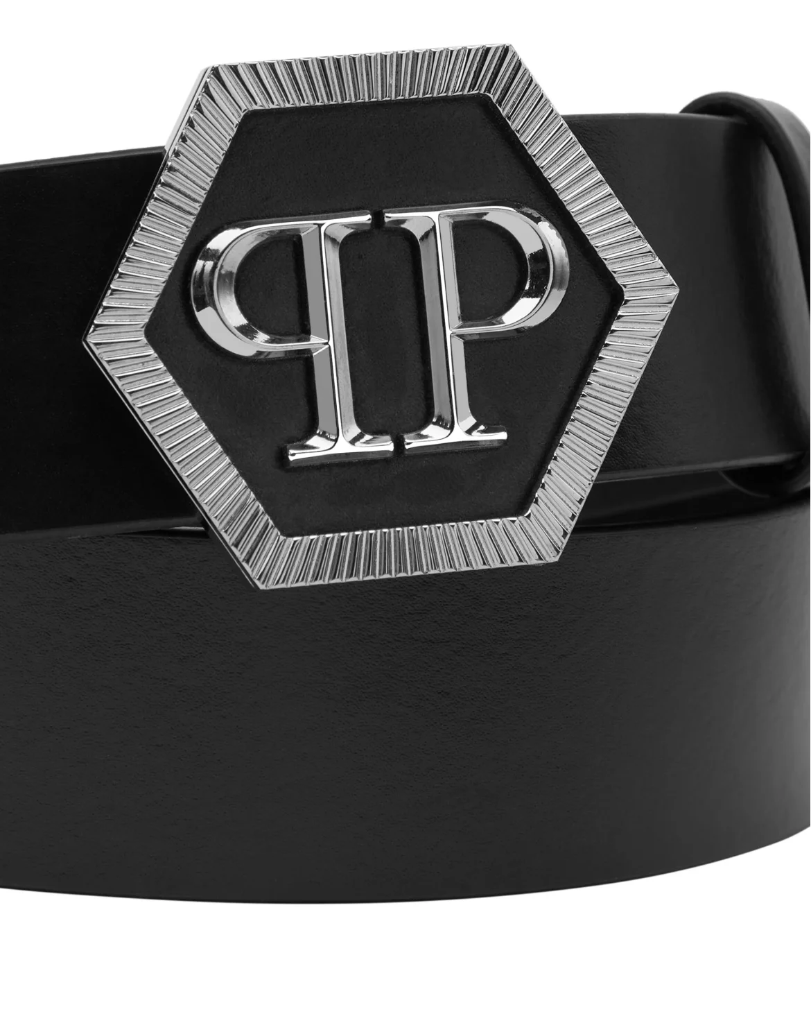Leather Belt Hexagon, цвет: Черный