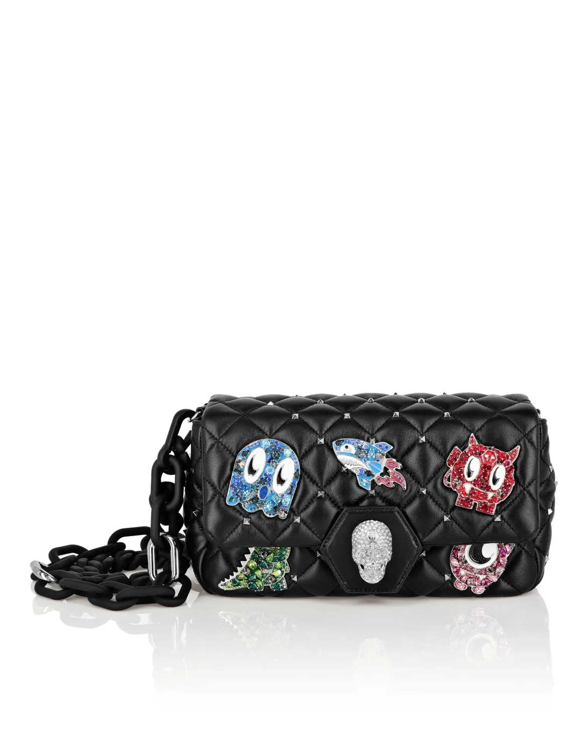 Shoulder Bag Monsters with Crystals, цвет: Черный