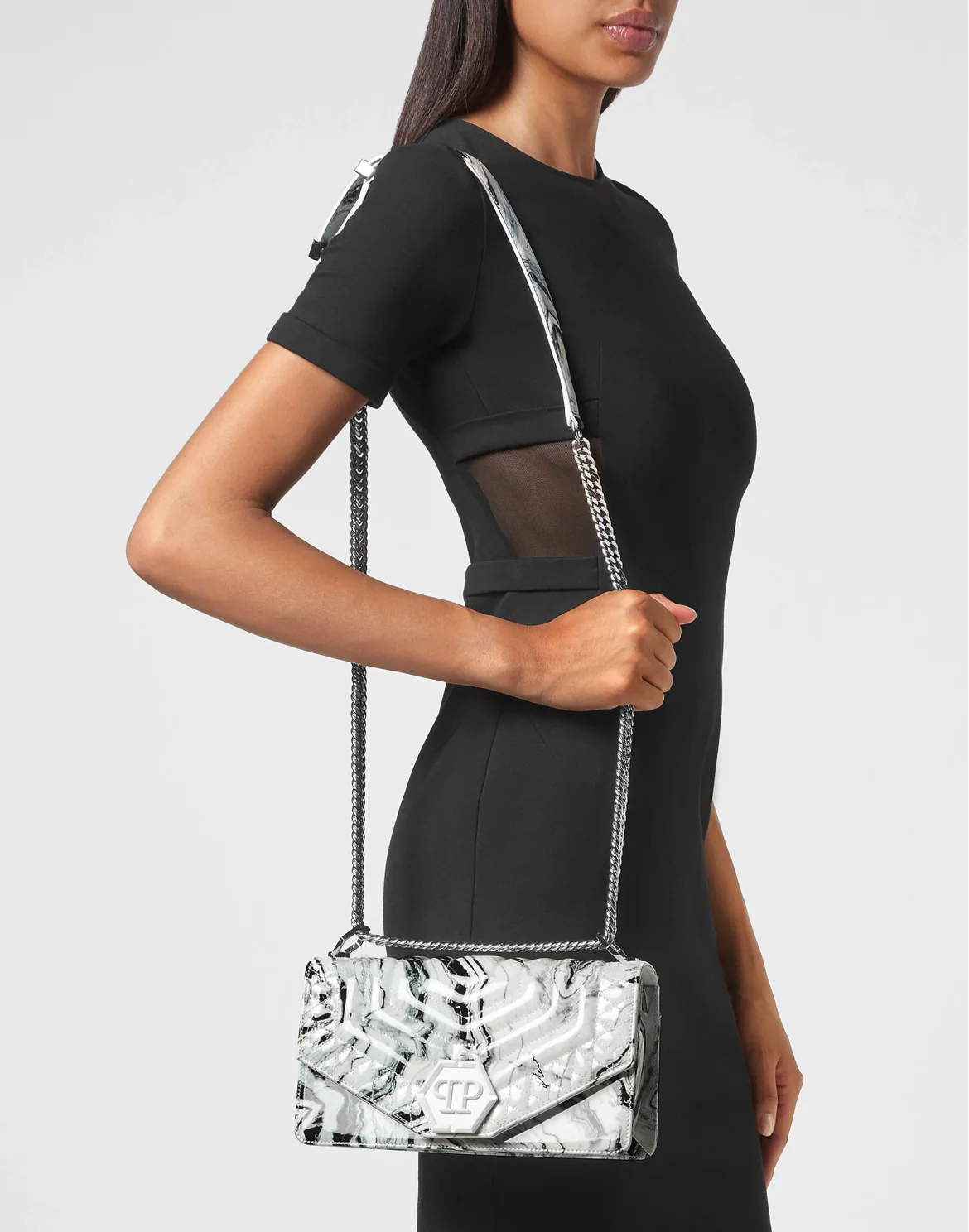 Medium Shoulder Bag Marble, цвет: Белый