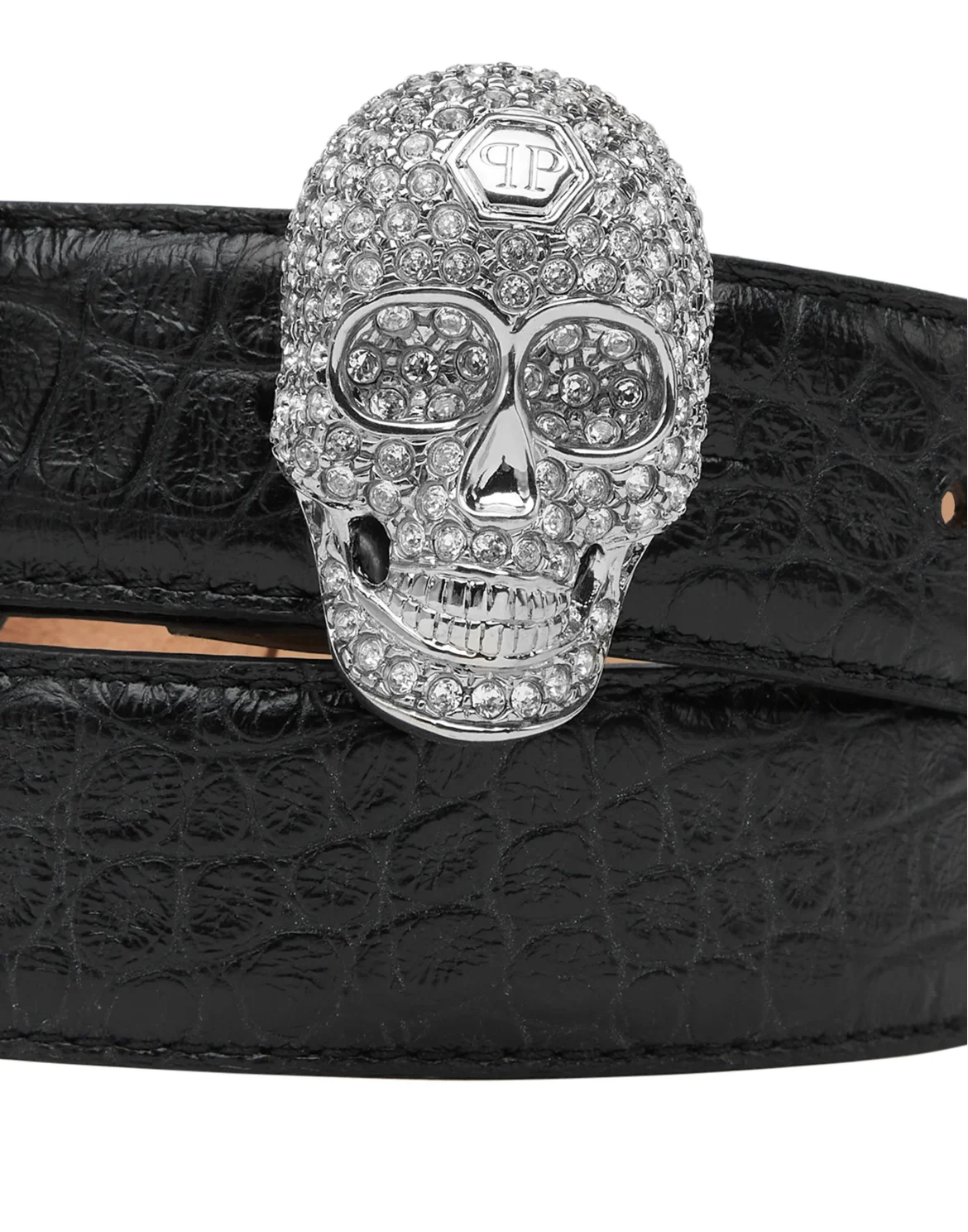 ST Cocco Leather Belt Crystal Skull, цвет: Черный