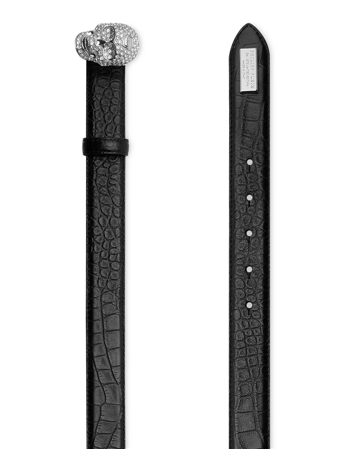 ST Cocco Leather Belt Crystal Skull, цвет: Черный