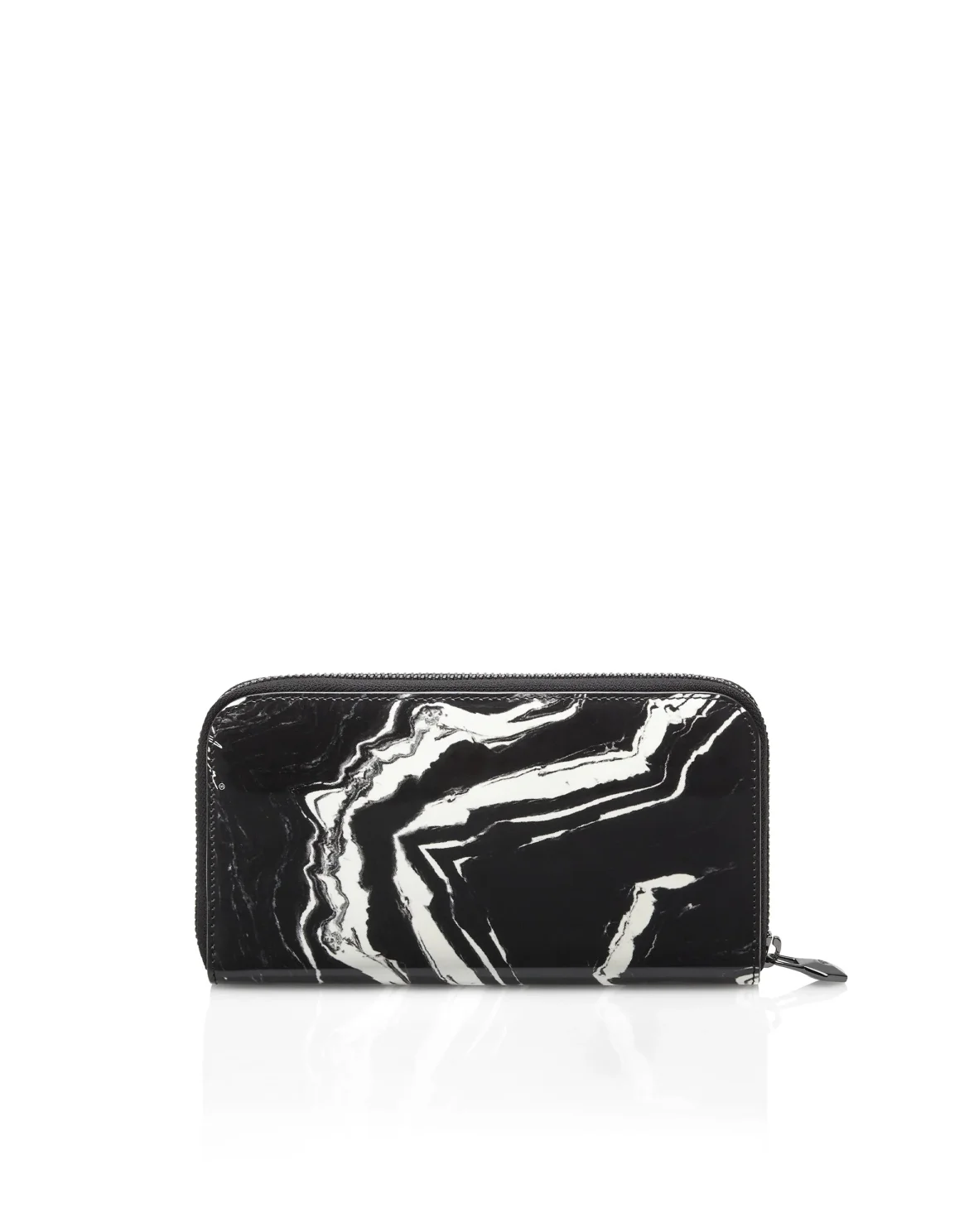 Leather Zip Wallet Marble, цвет: Черный