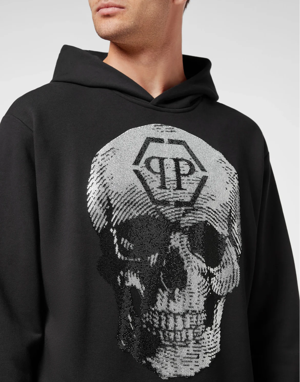 Hoodie sweatshirt Skull with Crystals, цвет: Черный