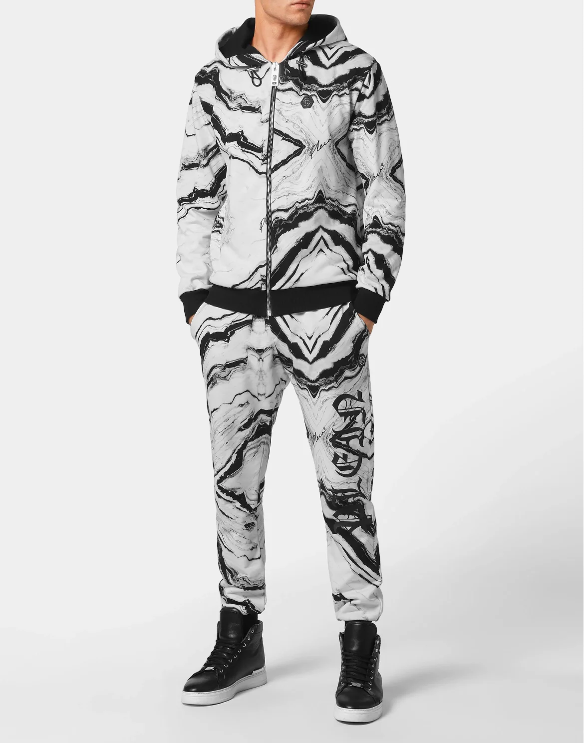 Jogging tracksuit:Top/Trousers Marble, цвет: Белый