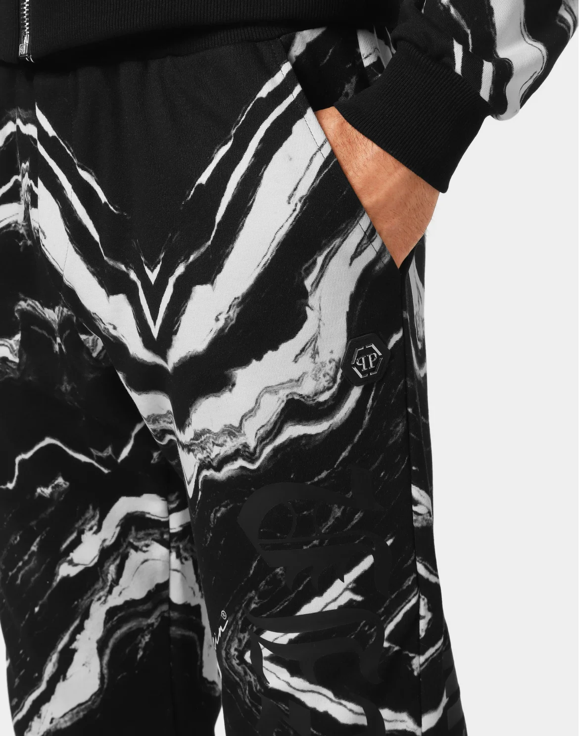 Jogging tracksuit:Top/Trousers Marble, цвет: Черный