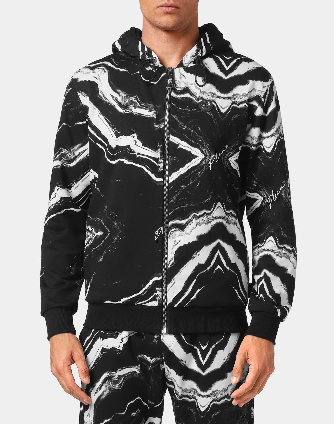 Jogging tracksuit:Top/Trousers Marble, цвет: Черный