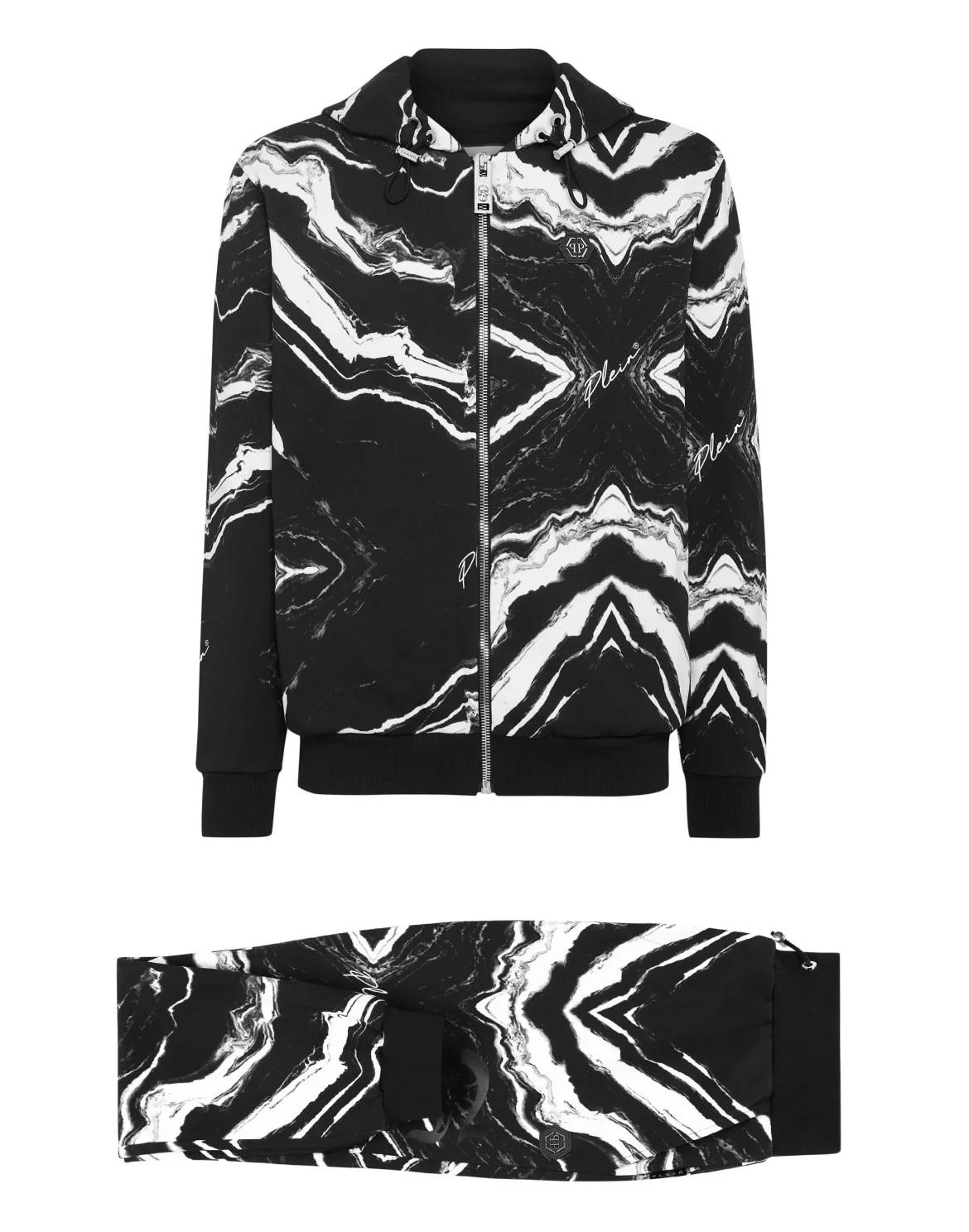 Jogging tracksuit:Top/Trousers Marble, цвет: Черный