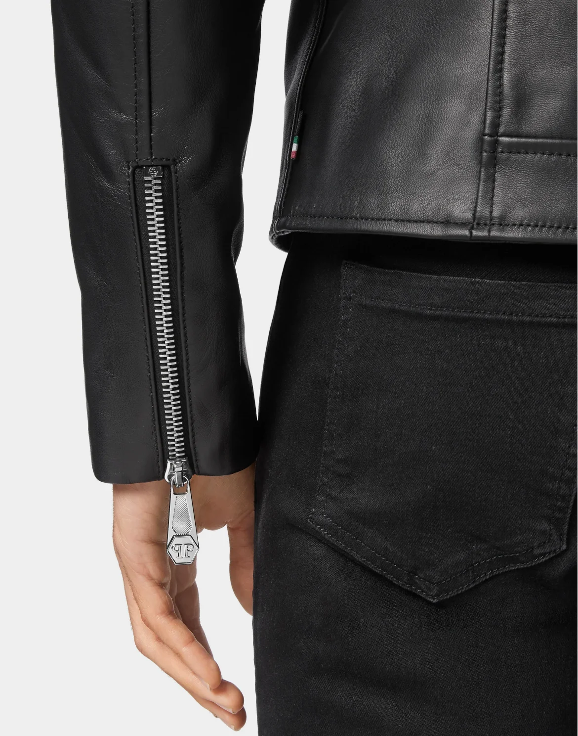 Leather Moto Jacket, цвет: Черный