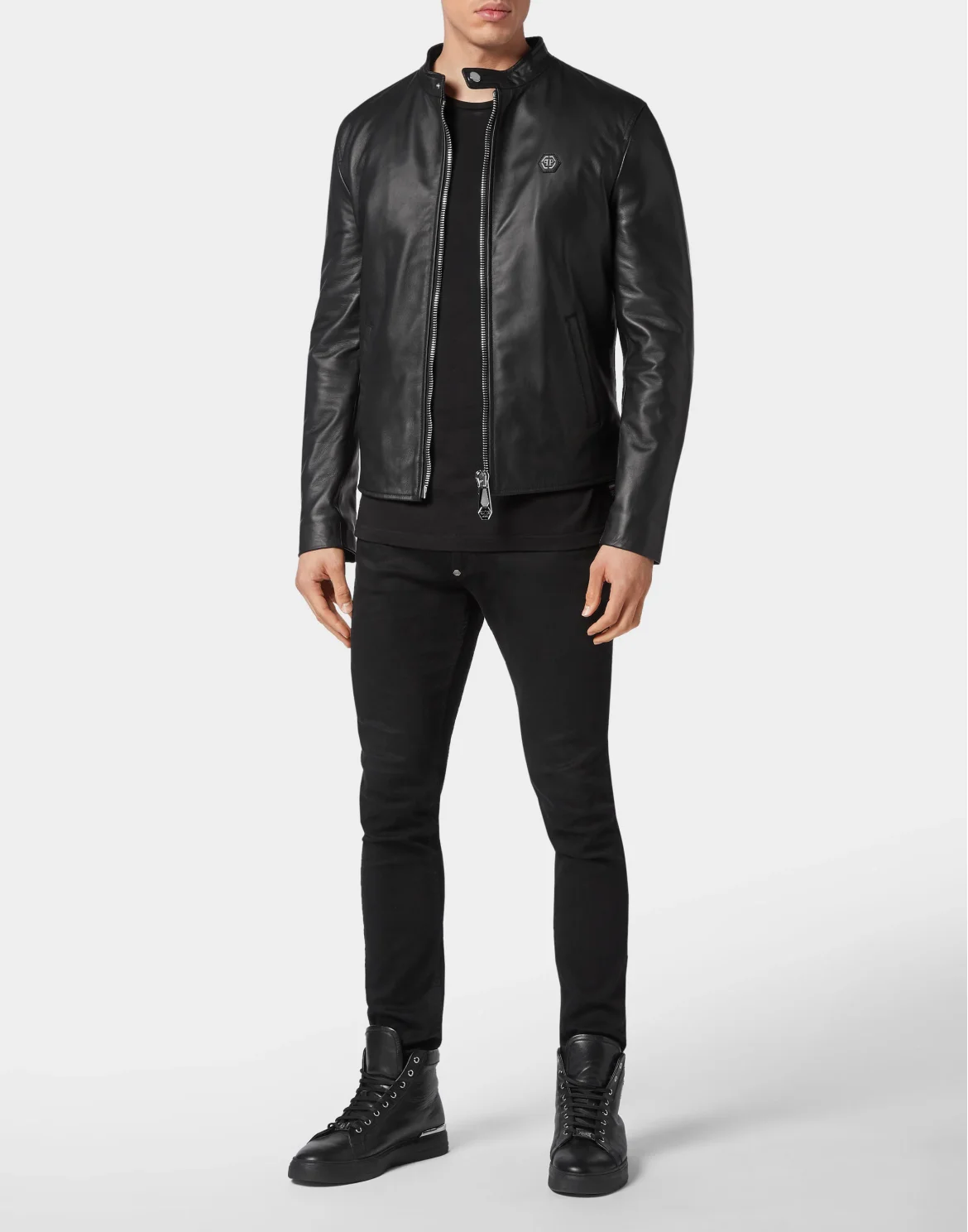 Leather Moto Jacket, цвет: Черный