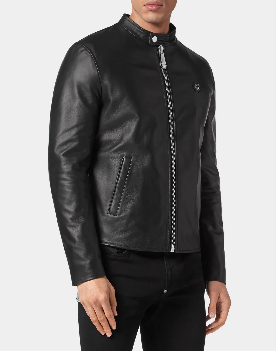 Leather Moto Jacket, цвет: Черный
