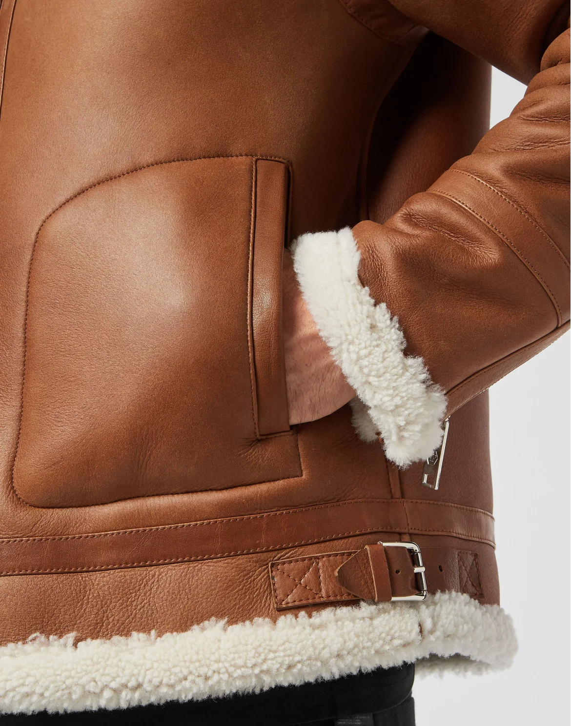 Shearling Leather Jacket, цвет: Бежевый