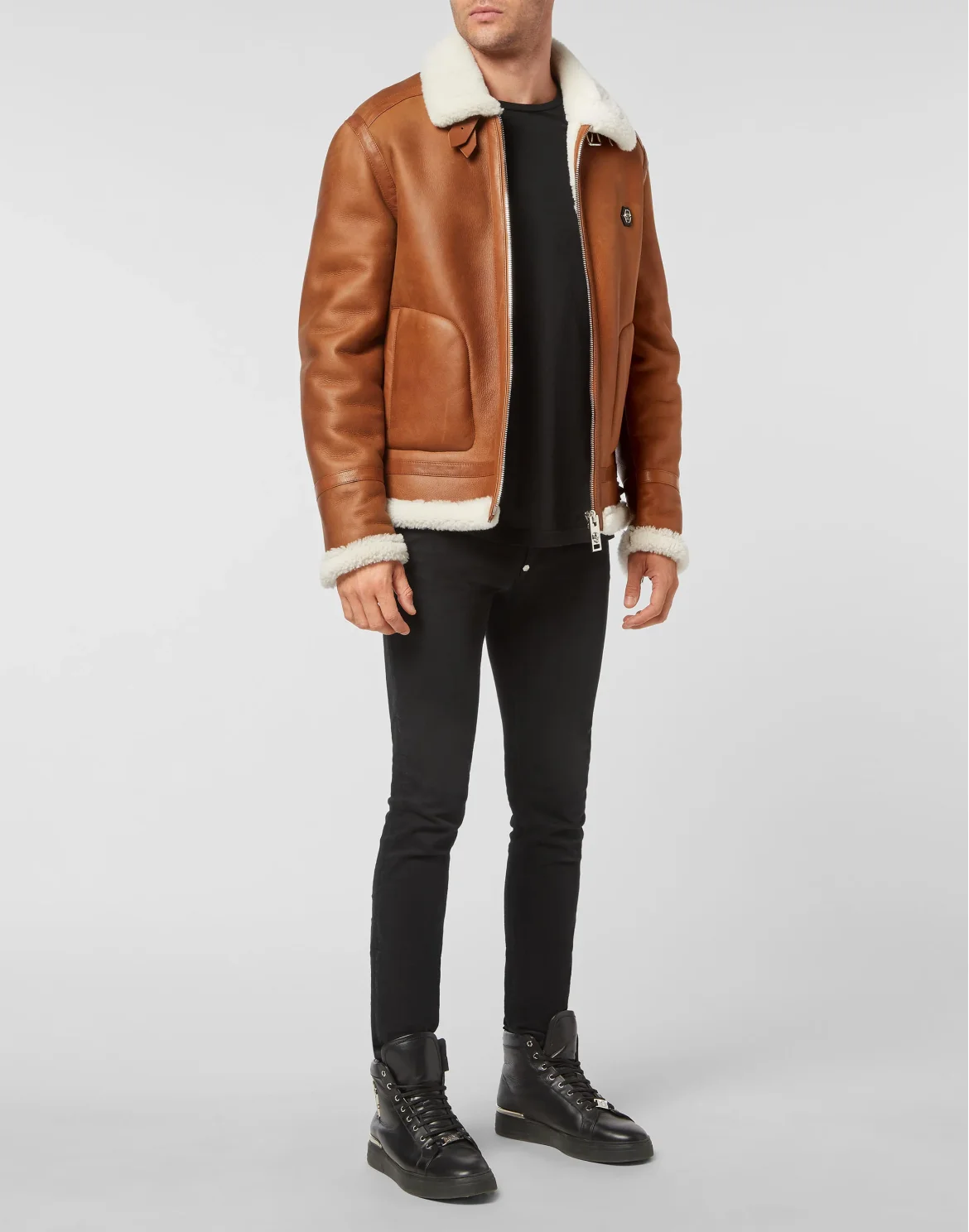 Shearling Leather Jacket, цвет: Бежевый
