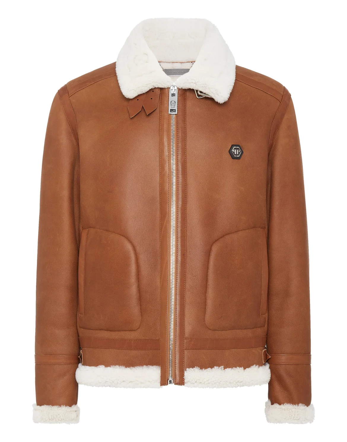 Shearling Leather Jacket, цвет: Бежевый