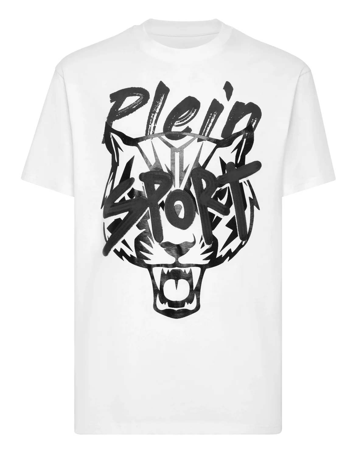 T-shirt Round Neck Stencil Tiger Street Fighter, цвет: Белый
