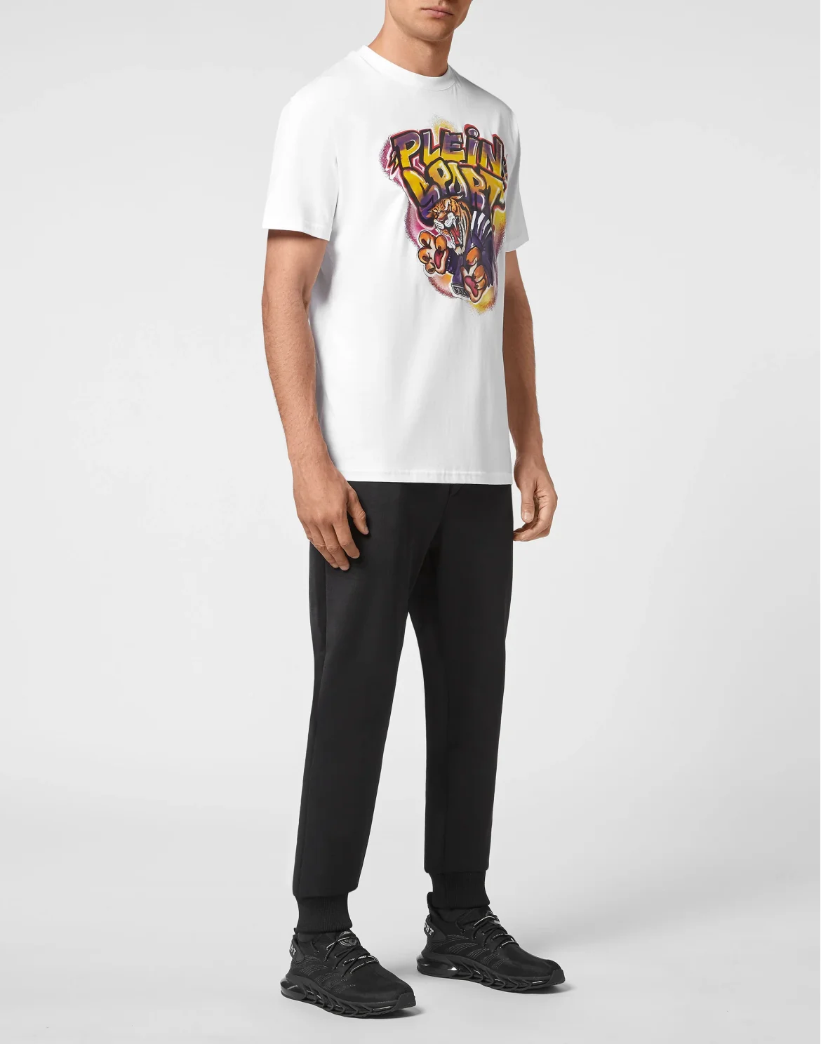 T-shirt Round Neck Graffiti Tiger, цвет: Белый