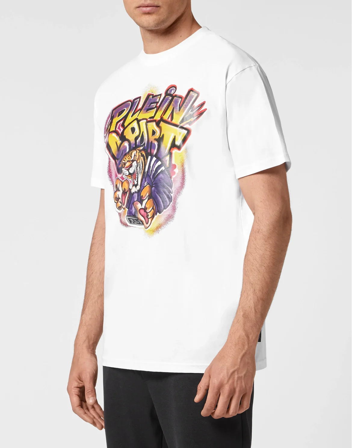 T-shirt Round Neck Graffiti Tiger, цвет: Белый