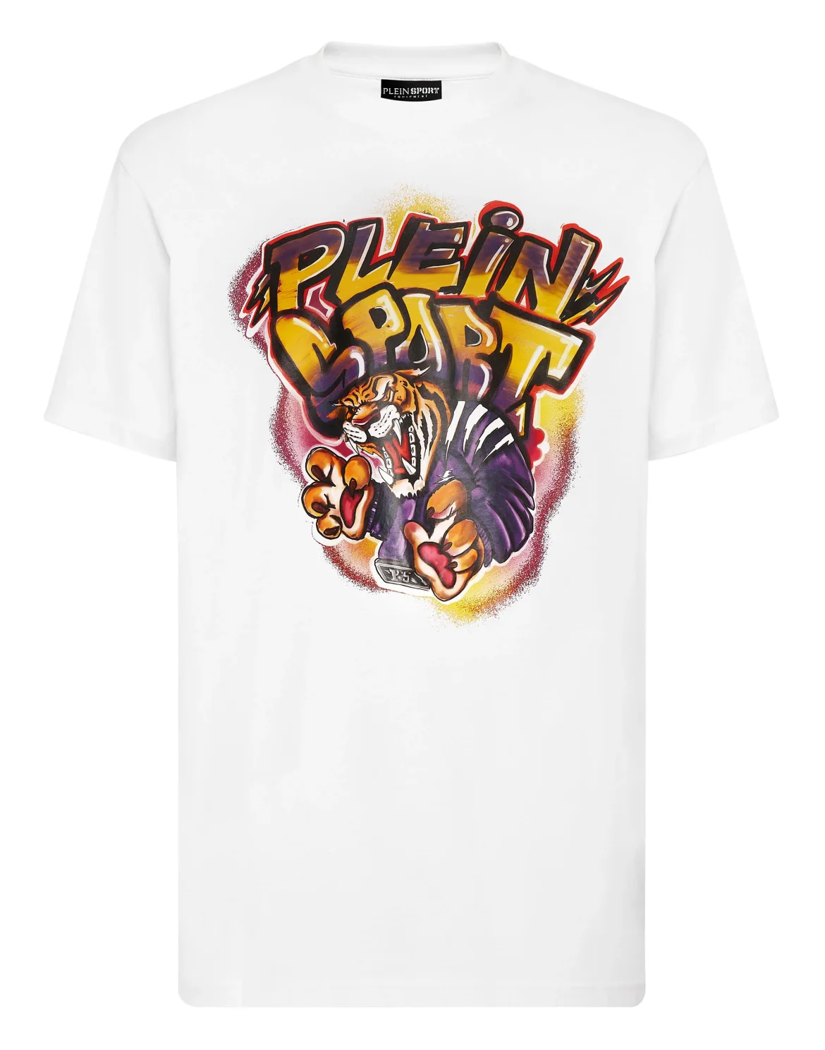 T-shirt Round Neck Graffiti Tiger, цвет: Белый