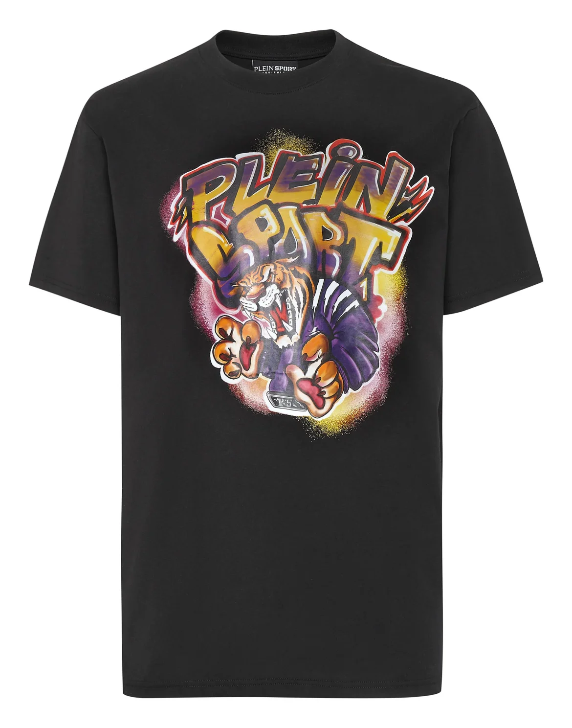 T-shirt Round Neck Graffiti Tiger, цвет: Черный