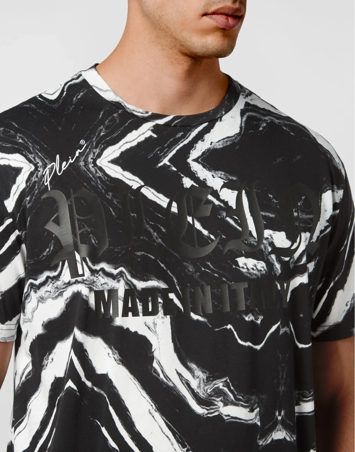 T-shirt Round Neck SS Marble, цвет: Черный