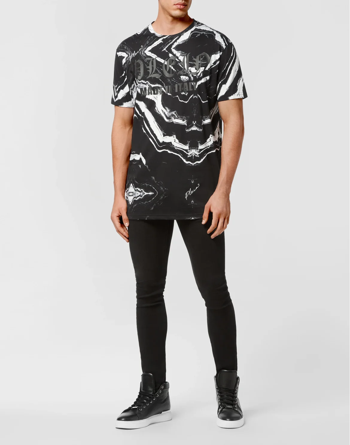 T-shirt Round Neck SS Marble, цвет: Черный