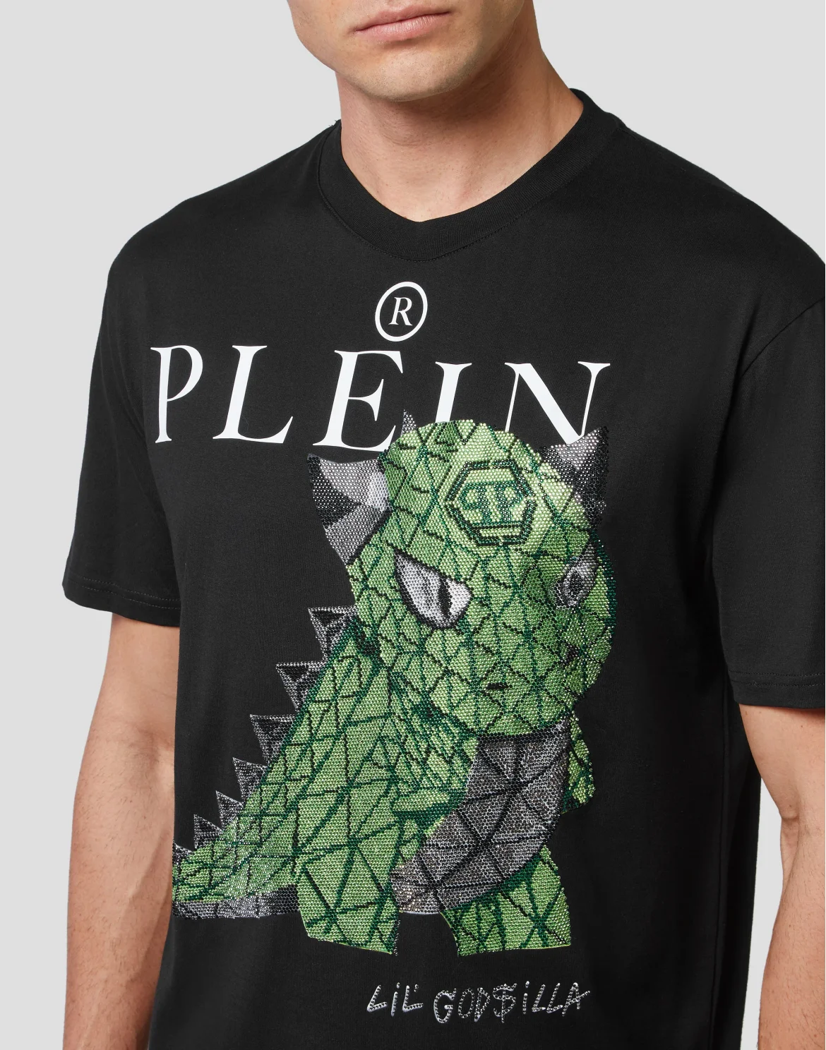 T-shirt Round Neck SS Monsters with Crystals, цвет: Черный