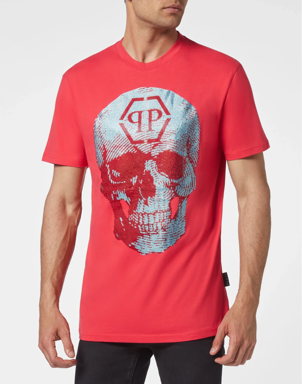 T-shirt Round Neck SS Skull with Crystals, цвет: Красный