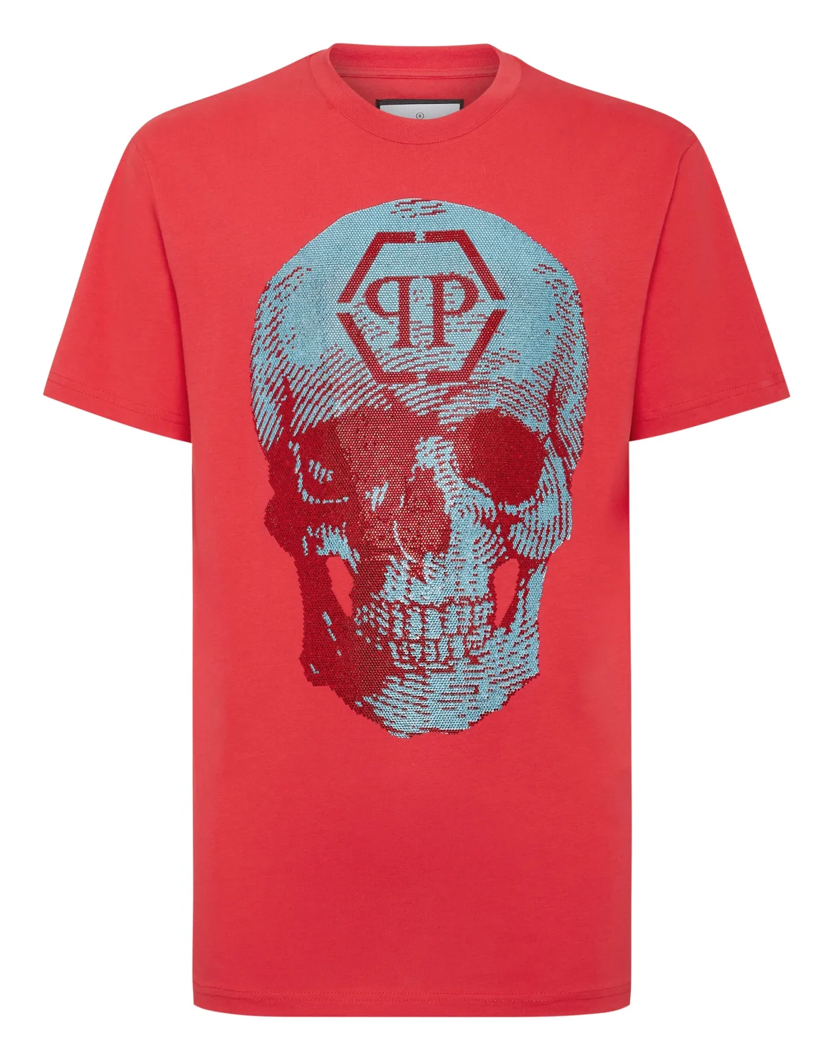 T-shirt Round Neck SS Skull with Crystals, цвет: Красный