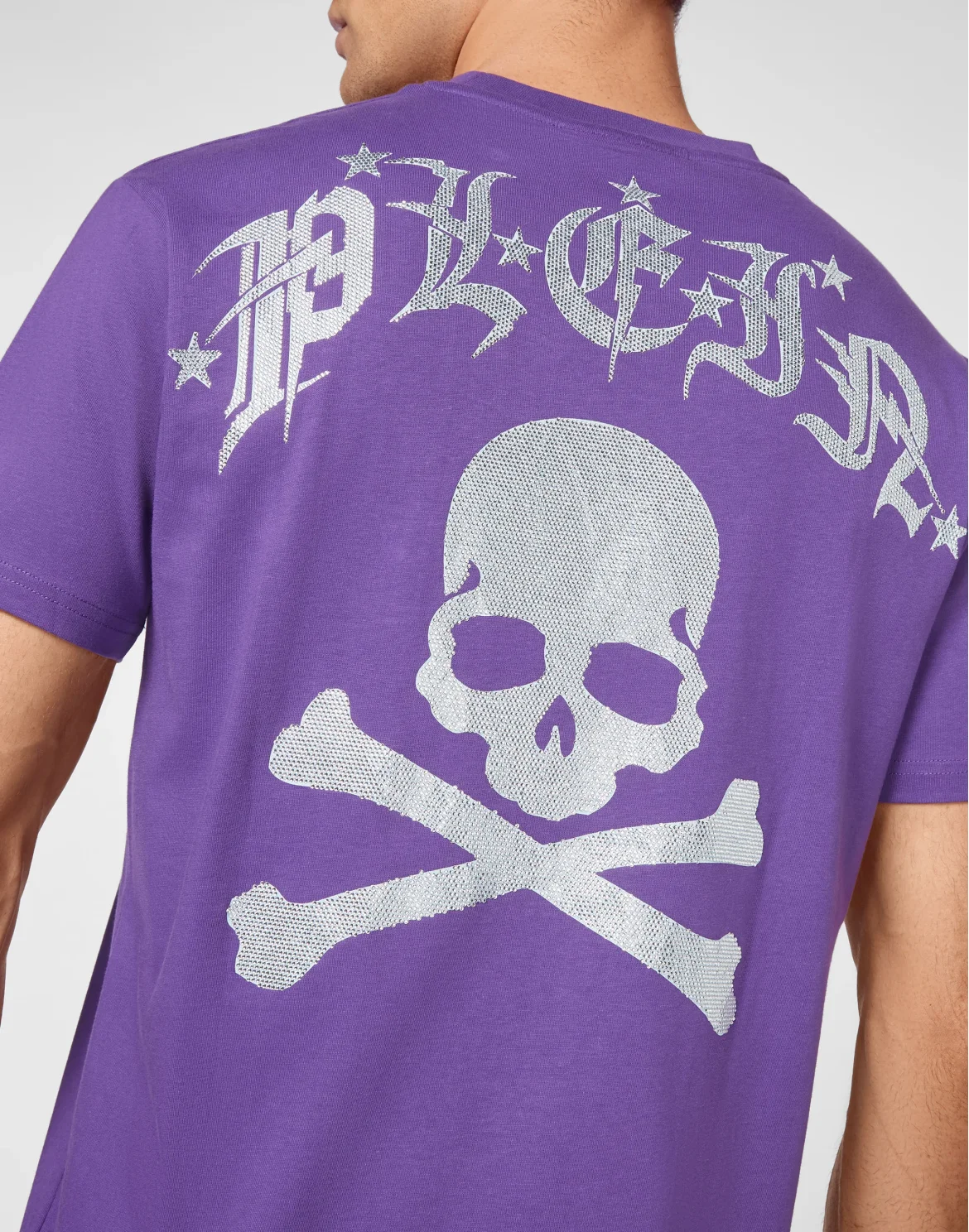 T-shirt Round Neck SS Gothic Plein with Crystals, цвет: Фиолетовый