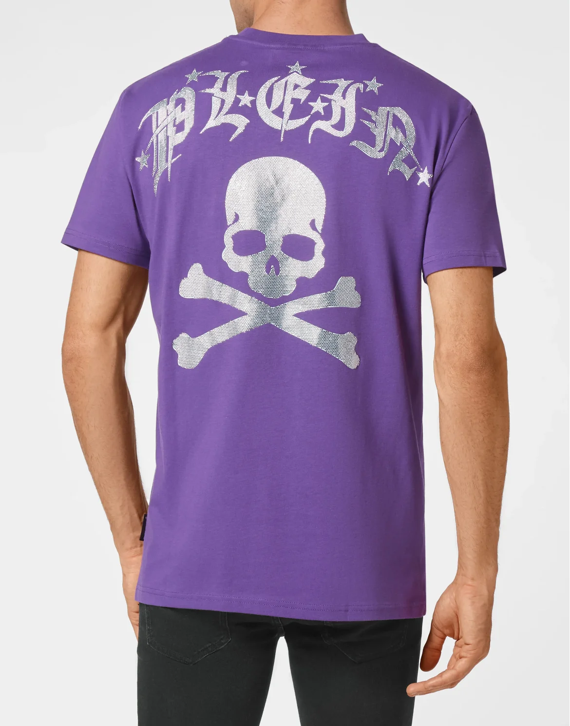 T-shirt Round Neck SS Gothic Plein with Crystals, цвет: Фиолетовый