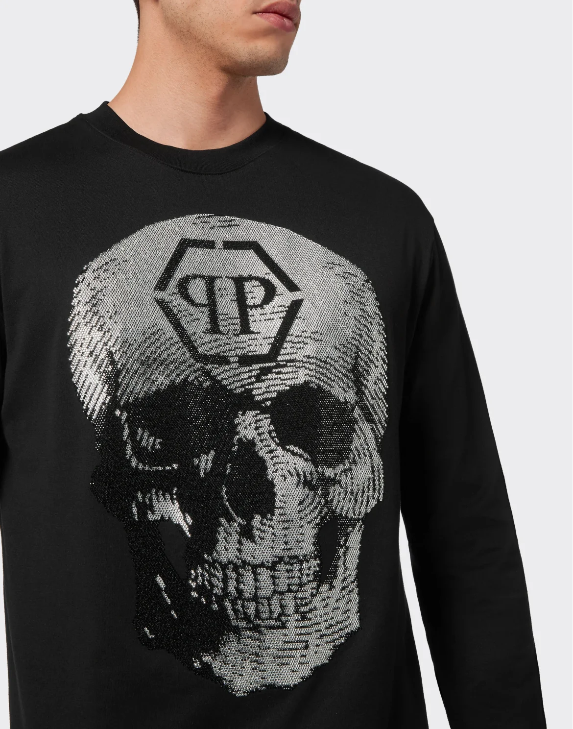 T-shirt Round Neck LS Skull, цвет: Черный