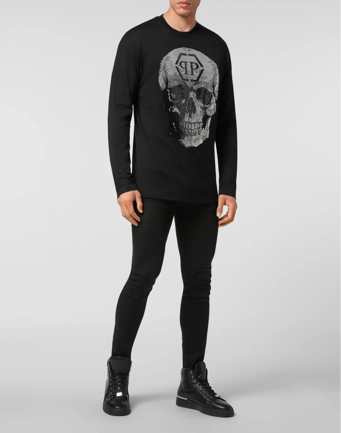 T-shirt Round Neck LS Skull, цвет: Черный