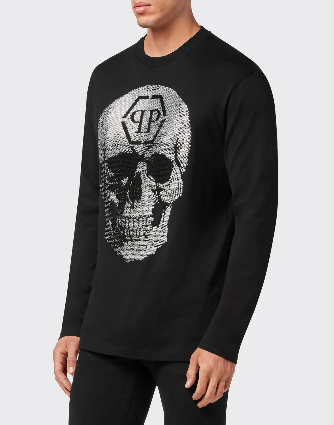 T-shirt Round Neck LS Skull, цвет: Черный