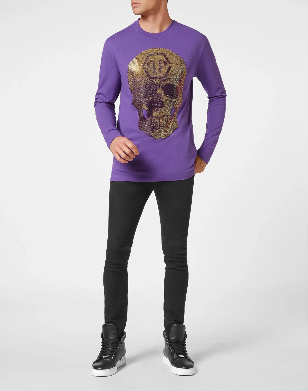 T-shirt Round Neck LS Skull, цвет: Фиолетовый