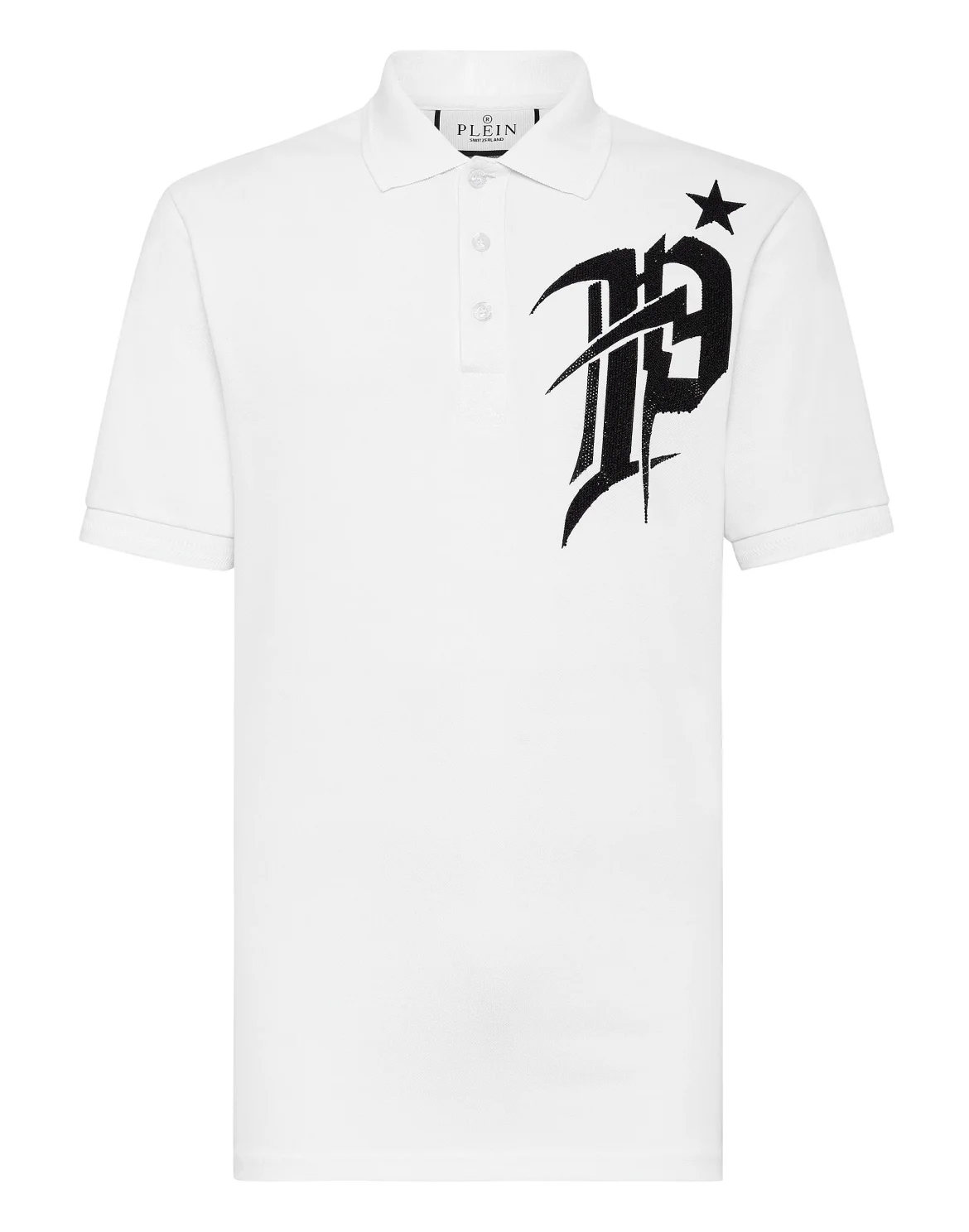Slim Fit Polo shirt SS Gothic Plein with Crystals, цвет: Белый