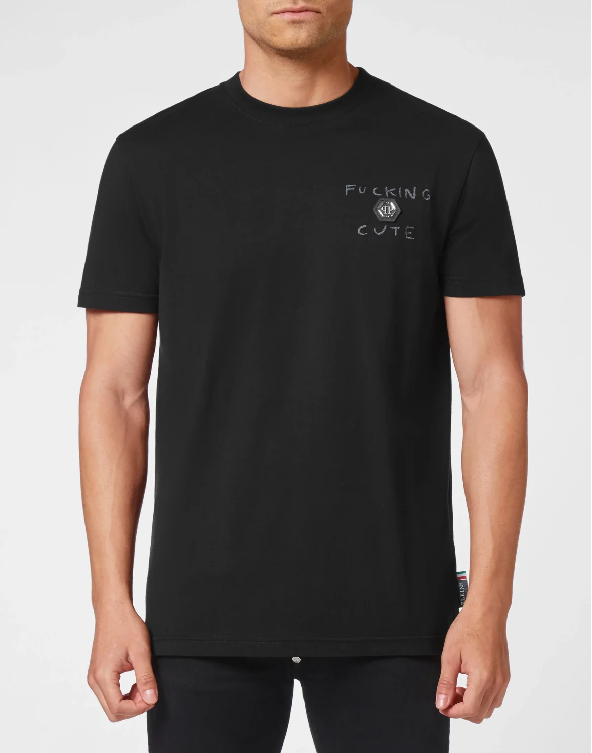 T-shirt Round Neck Teddy Bear, цвет: Черный