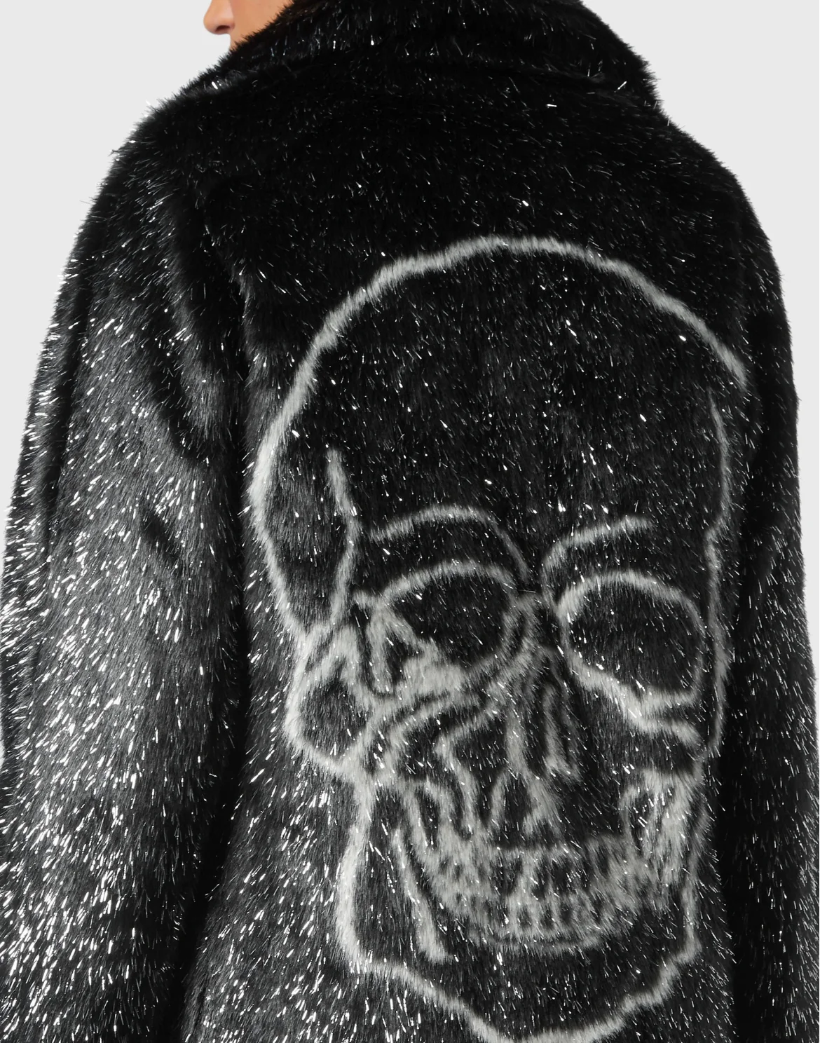 Eco Fur Long Coat Skull, цвет: Черный