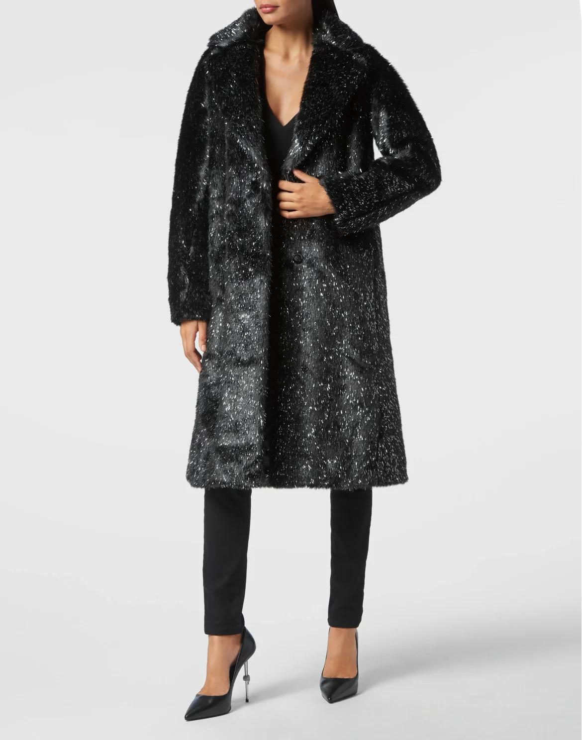 Eco Fur Long Coat Skull, цвет: Черный