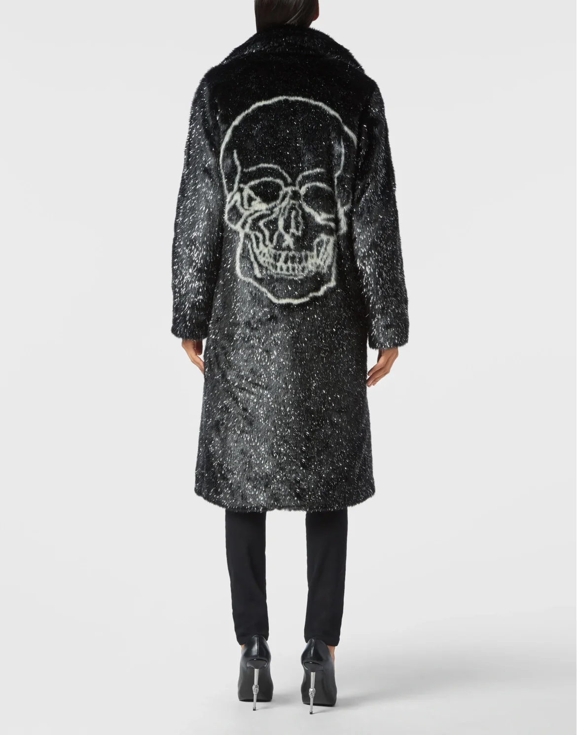 Eco Fur Long Coat Skull, цвет: Черный