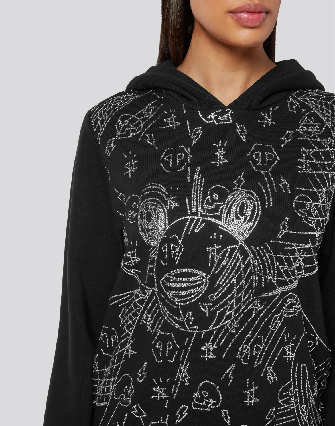 Hoodie sweatshirt Teddy Bear with Crystals, цвет: Черный