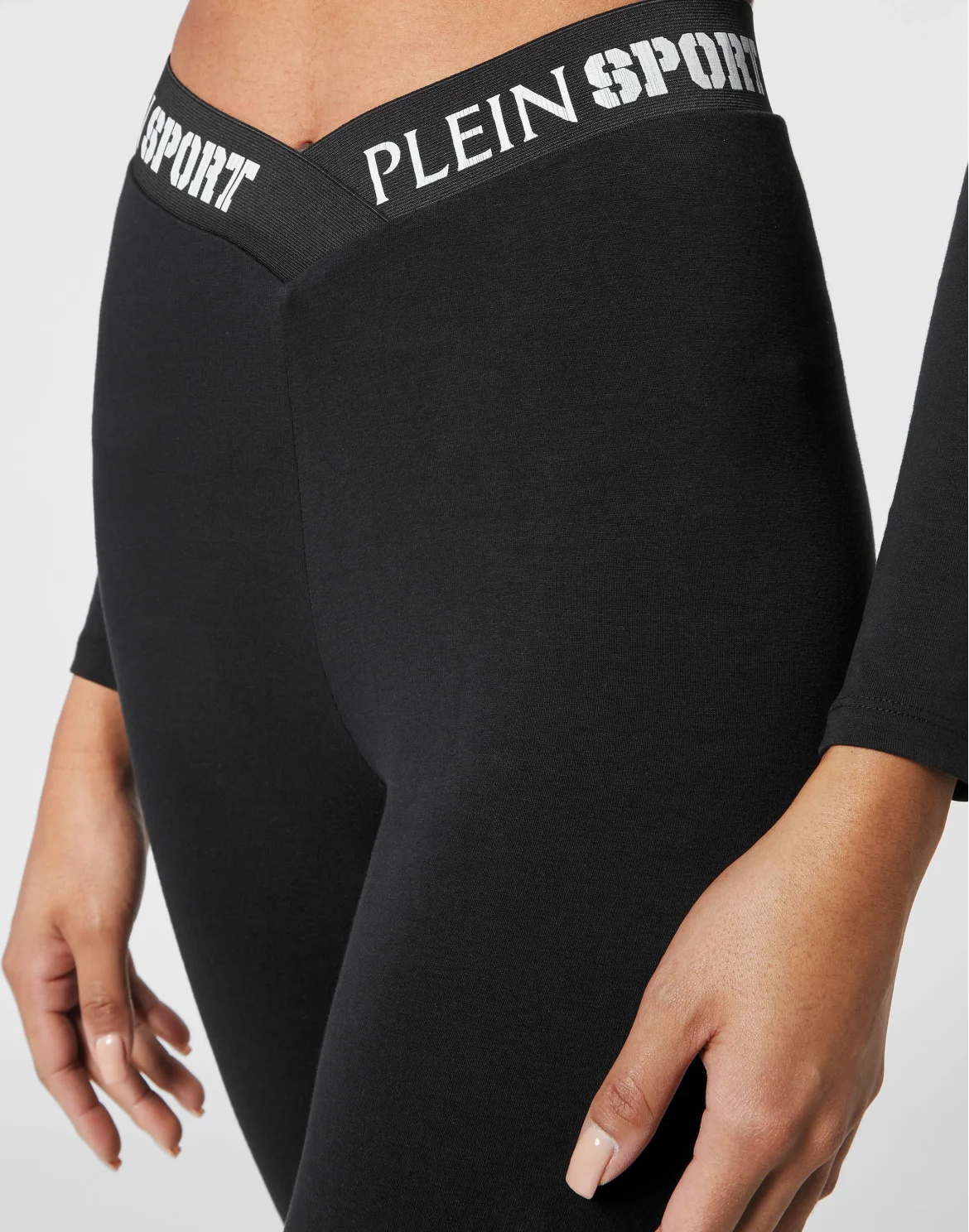 Workout Set: Leggings + Long Sleeve Cropped Top, цвет: Черный