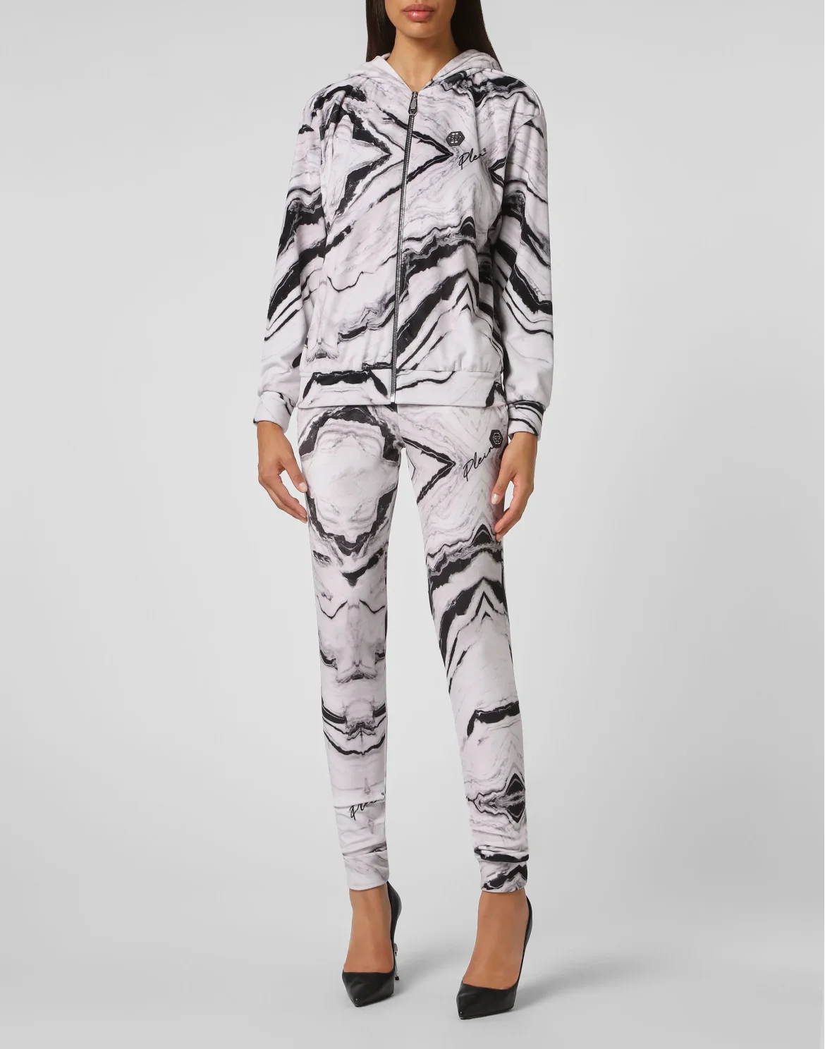Jogging Tracksuit: Hoodie/Trousers Marble, цвет: Белый
